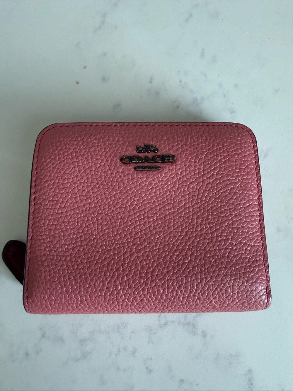 Coach Rose Pink Pebbled Leather Zip-Around Wallet